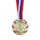 Медаль призовая 057 диам 5 см. 1 место, триколор,  зол
