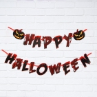 Гирлянда на ленте "Happy Halloween",  кровавая тыква 16 х 16 см    