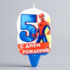 Свеча цифра 5 "С Днем Рождения", Человек-паук, 5 х 8,5 см