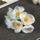 Декор для творчества "Плюмерия голубо-белая" (набор-букет 6 цветков) d=4.7 см 11 см         
