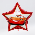 Фольгированный шар "Happy birthday", Тачки, звездочка 
