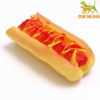 Игрушка пищащая "Недоеденный хот-дог" для собак, 12 см    