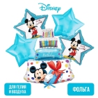 Набор фольгированных шаров "Happy Birthday", Микки Маус, 4звезды, тортик      