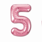 Шар фольгированный 40" цифра "5", цвет фламинго Slim (гелий) 755396 4824516