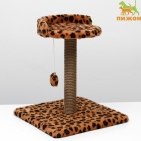 Когтеточка малая "Арена" с игрушкой, 40 х 40х 55 см, джут, леопард 