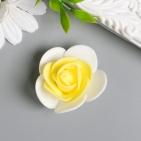 Декор для творчества "Белая роза с жёлтой серединкой" d=3,5 см (10!)
