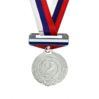 медаль призовая с колодкой триколор 154 диам 4 см. 2 место. Цвет сер                