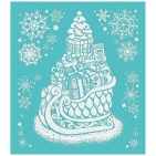 Новогоднее оконное украшение "Сани с подарками", ПВХ пленка, декорировано глиттером, с раскраской на