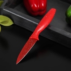 Нож с антиналипающим покрытием "Зефир" для овощей, лезвие 9 см, цвет красный   