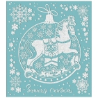 Новогоднее оконное украшение "Лошадка", ПВХ пленка, декорировано глиттером, с раскраской на картонно