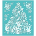 Новогоднее оконное украшение "Елочка с подарками", ПВХ пленка, декорировано глиттером, с раскраской 