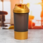 Шейкер спортивный "Вид 10", черно-золотой, с чашей под протеин 500 мл 