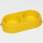 Миска пластиковая двойная 29,5 х 16,5 х 5 см, жёлтый перламутр 