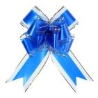 Бант-бабочка №7 органза с полосой пластик, синий    