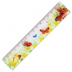 Линейка пластик 15 см ПИФАГОР "Бабочки", цветная печать, с волнистым краем, европодвес, 210635