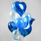 Букет из шаров "Романтика", фольга, латекс, синий, набор из 14 шт