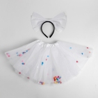 Карнавальный набор "Девочка" 2 предмета: ободок, юбка, цвет белый   