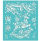 Новогоднее оконное украшение "Лошадка с веточкой", ПВХ пленка, декорировано глиттером, с раскраской 