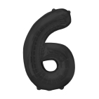 Шар фольгированный "Цифра 6, 40", цвет черный (воздух)