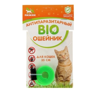 Биоошейник антипаразитарный "ПИЖОН" для кошек от блох и клещей, зеленый, 35 см    фото 108875