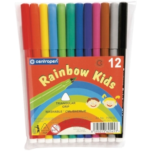 Фломастеры Centropen "Rainbow Kids", 12цв., трехгранные, смываемые, ПВХ фото 101932