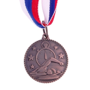 Медаль тематическая 123 "Плавание" диам 3,5 см Цвет бронза фото 85708