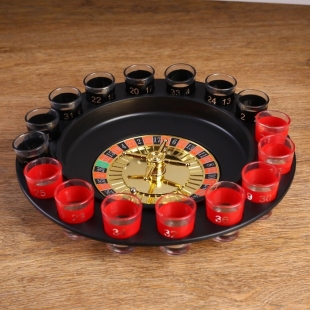 Пьяная игра "Алко-Вегас", рулетка черная d=29 см, 16 стопок, микс фото 95064