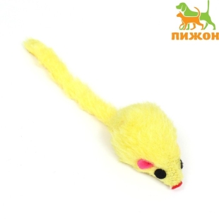 Игрушка для кошек "Малая мышь меховая", жёлтая, 5 см    фото 113294