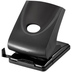 Дырокол Berlingo "Office Soft" 40л., пластиковый, с фиксатором, черный, с линейкой фото 100852