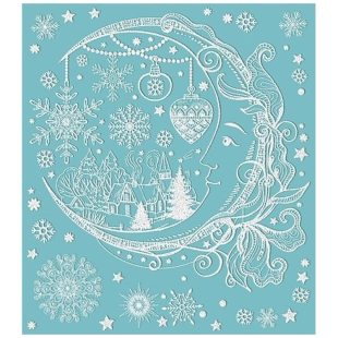 Новогоднее оконное украшение "Месяц", ПВХ пленка, декорировано глиттером, с раскраской на картонной  фото 88398