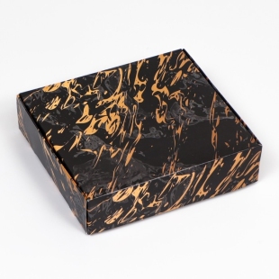 Коробка самосборная "Мрамор", черное золото, 20 х 18 х 5 см, 7441368 фото 86192
