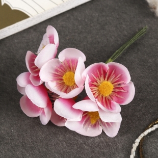 Декор для творчества "Плюмерия розово-белая" (набор-букет 6 цветков) d=4.7 см 11 см           фото 80270