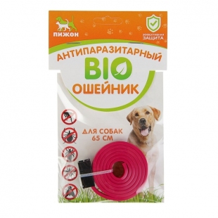 Биоошейник антипаразитарный "ПИЖОН" для собак от блох и клещей, красный, 65 см    фото 80535