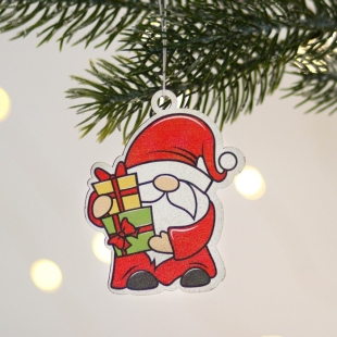 Декор новогодний "Дед мороз с подарком" 6.1 х 7.5 см  фото 113435