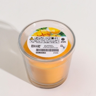 Ароматическая свеча в стакане СИНЛИГ, манго, 7.5 см, 25 ч, желтый  фото 91026