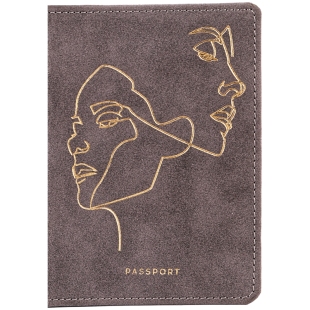 Обложка для паспорта OfficeSpace "Life line", кожзам, серый, тиснение фольгой фото 104429