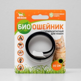Биоошейник антипаразитарный "ПИЖОН" для кошек от блох и клещей, черный, 35 см фото 83004