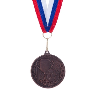 Медаль тематическая 176 "Футбол", диам. 4 см, цвет бронз          фото 88960