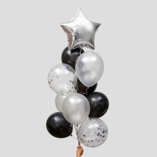 Набор шаров для украшения праздника "Стильный", латекс, фольга, с конфетти, набор 10 шт фото 109944