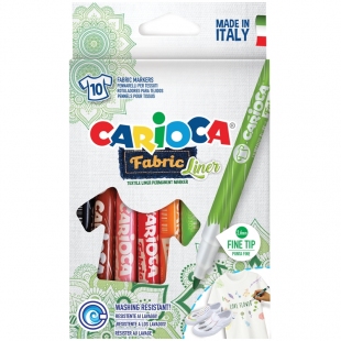 Набор фломастеров для ткани Carioca "Fabric Liner" 10цв., картон. уп., европодвес фото 104452