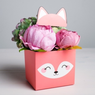 Коробка для цветов с топпером «Лисичка», 11 х 12 х 10 см  фото 110803