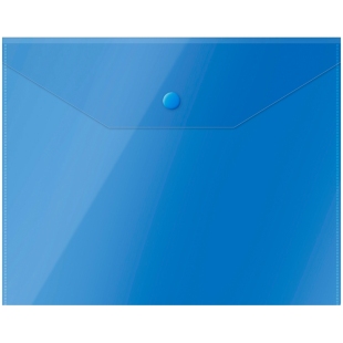 Папка-конверт на кнопке OfficeSpace А5 (190*240мм), 150мкм, полупрозрачная, синяя фото 90055
