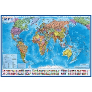 Карта "Мир" политическая Globen, 1:28млн., 1170*800мм, интерактивная, европодвес фото 100042