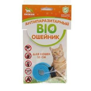 Биоошейник антипаразитарный "ПИЖОН" для кошек от блох и клещей, синий, 35 см    фото 99019