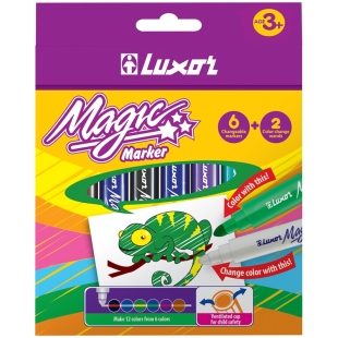 Фломастеры меняющие цвет Luxor "Magic", 06цв+2, 8шт., картон, европодвес фото 101944