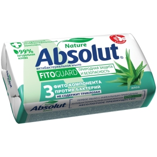 Мыло туалетное Absolut "Алоэ", антибактериальное, бумажная обертка, 90г фото 107058