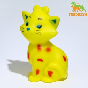 Игрушка пищащая "Кошечка" для собак, 10 см, жёлтая    фото 114258