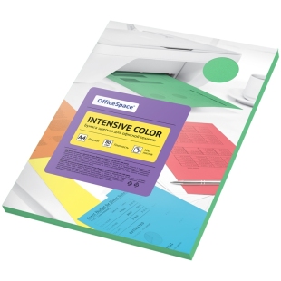 Бумага цветная OfficeSpace "Intensive Color", A4, 80 г/м², 100л., (зеленый) фото 101011