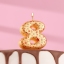 Свеча в торт "Саната", цифра "8", золотая с красными звездами 