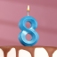 Свеча в торт "Грань", цифра "8", голубой металлик, 6,5 см  t('фото') 110839